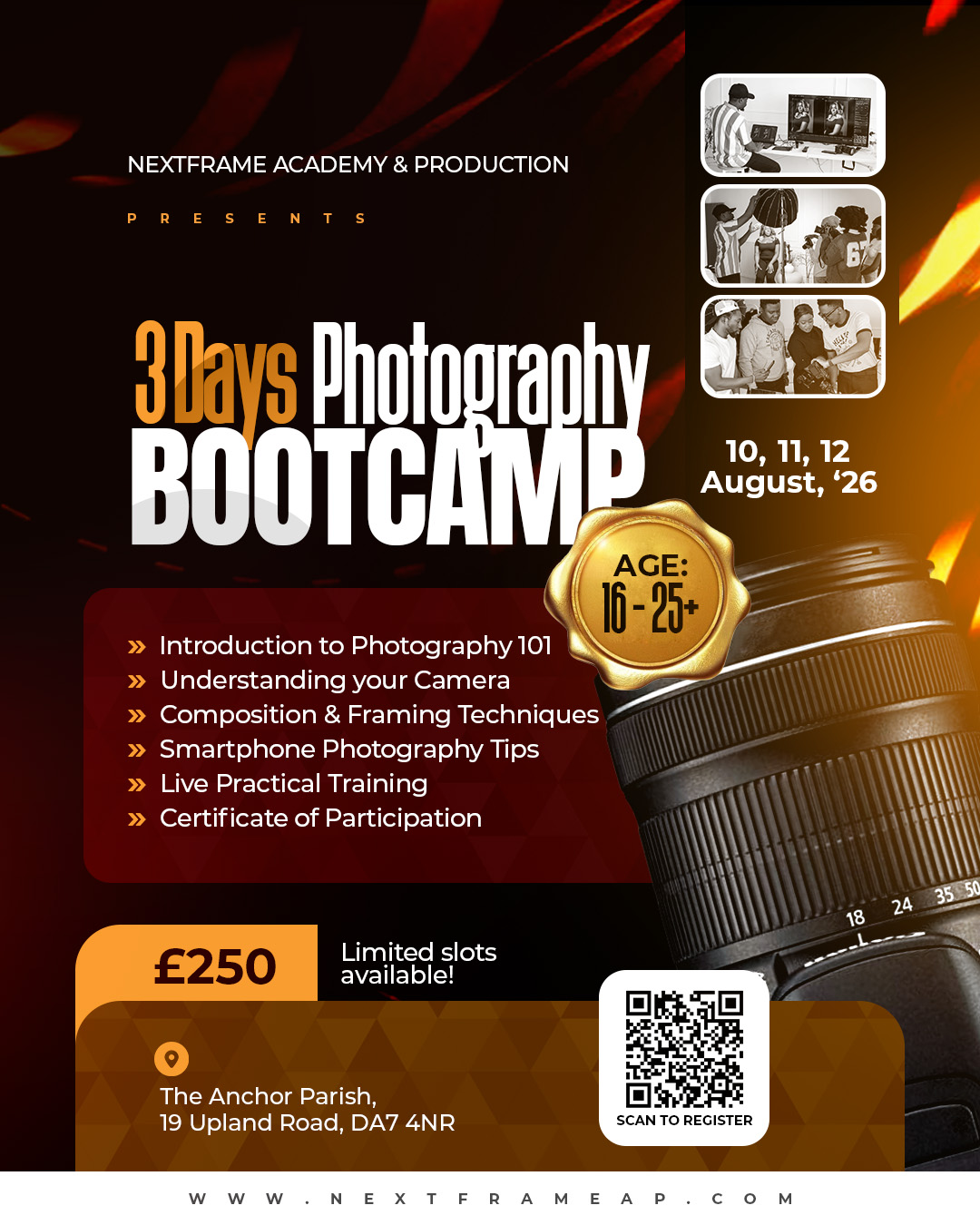 3 Days Photography Bootcamp flyer